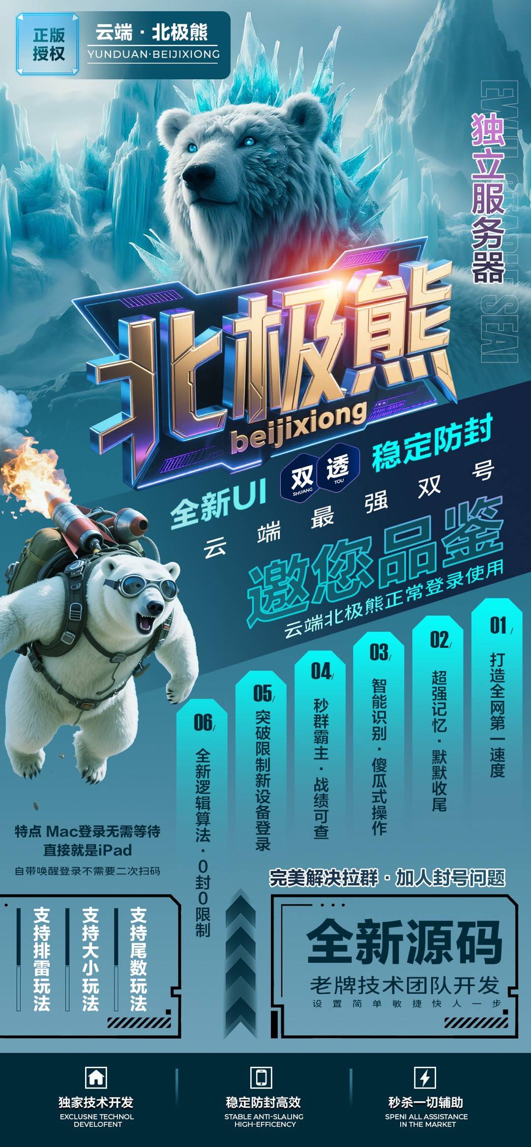 苹果安卓云端双号北极熊微信扫尾软件激活码